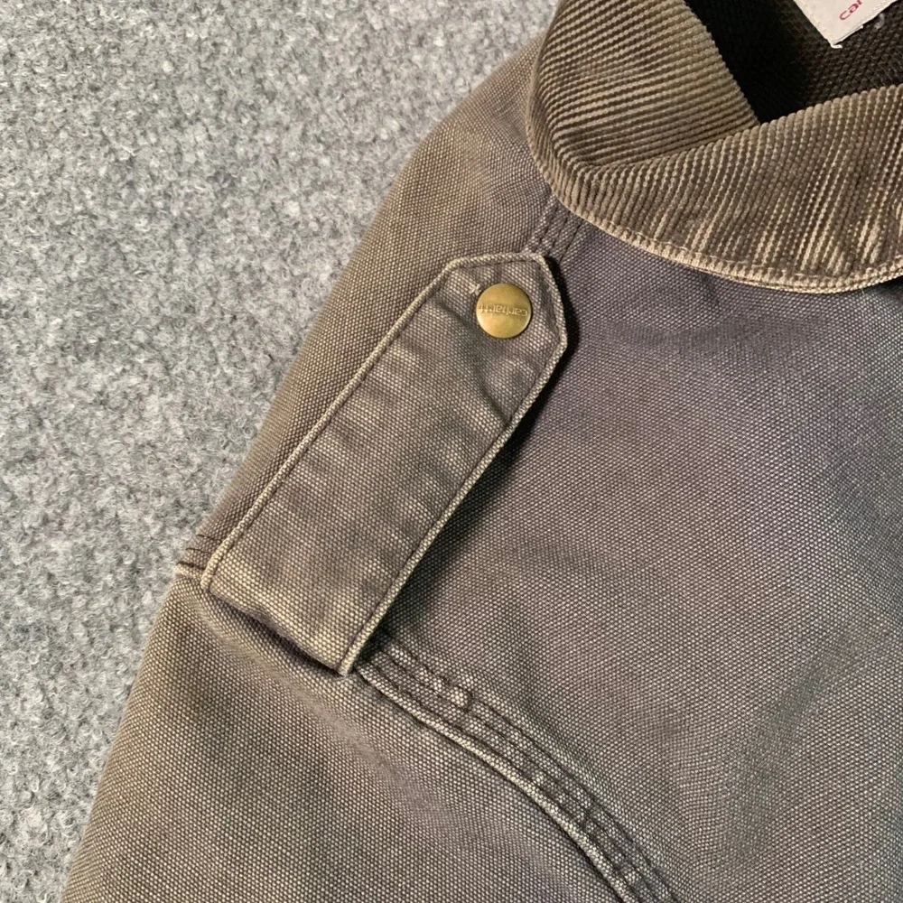 Carhartt Vintage Duck Canvas Bomber Jacket Gray Corduroy Collar  XL